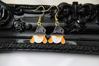 Witch Orange Pumpkin Halloween Earrings, Fun Halloween, Best Friends Girlfriends Gift, Girl Gift, Thank You Gift, Appreciation Gift, N3990