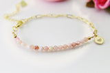 Pink Opal Bracelet, Natural Gemstone Jewelry, N4013