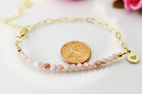 Pink Opal Bracelet, Natural Gemstone Jewelry, N4013