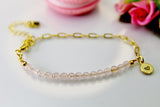 Rose Quartz Bracelet, Natural Rose Quartz Gemstone Jewelry, N4014