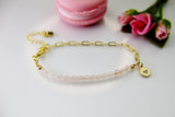 Rose Quartz Bracelet, Natural Rose Quartz Gemstone Jewelry, N4014