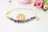 Iolite Bracelet, Natural Gemstone Jewelry N4016