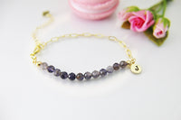 Iolite Bracelet, Natural Gemstone Jewelry N4016