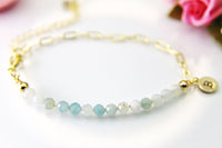 Amazonite Bracelet, Natural Gemstone Jewelry N4010