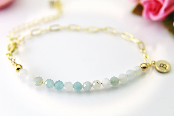 Amazonite Bracelet, Natural Gemstone Jewelry N4010