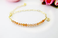 Sunstone Bracelet, Natural Gemstone Jewelry N4018