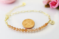 Sunstone Bracelet, Natural Gemstone Jewelry N4018