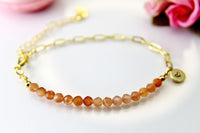 Sunstone Bracelet, Natural Gemstone Jewelry N4018