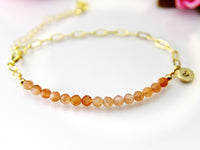 Sunstone Bracelet, Natural Gemstone Jewelry N4018