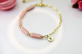 Pink Opal Bracelet, Natural Gemstone Jewelry N4020