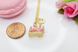 Gold Pink Sewing Machine Necklace, Personalized Gift, N1066