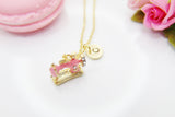 Gold Pink Sewing Machine Necklace, Personalized Gift, N1066