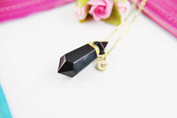 Black Agate Necklace, Natural Gemstone Jewelry N4038