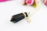 Black Agate Necklace, Natural Gemstone Jewelry N4038