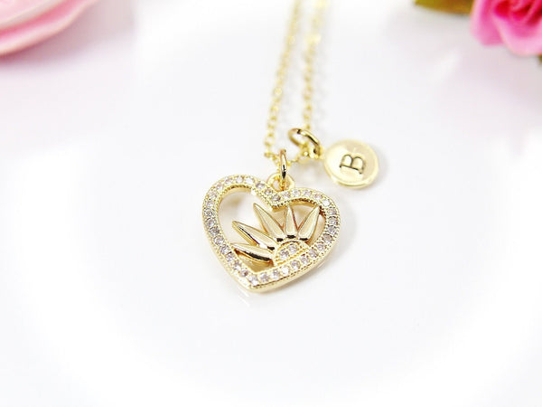 Heart Sunrays Necklace, Best Christmas Gift for Mom Aunt Sister Daughter Niece Granddaughter Cousin Best Friends Personalized Gift, N4142