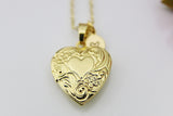 Best Valentine Gift for Girlfriends, Sister, Teen, Gold Heart Flower Locket Necklace, Love, Granddaughter Gift, Keepsake Photo Frame, N4041