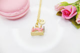 Gold Pink Sewing Machine Necklace, Personalized Gift, N1066