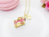 Gold Pink Sewing Machine Necklace, Personalized Gift, N1066