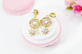 Gold Planet North Star Earrings Personalized Customized Made to Order Jewelry, N4174