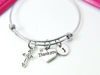 Thank You Cross Bracelet, Personalized Gift, N4189