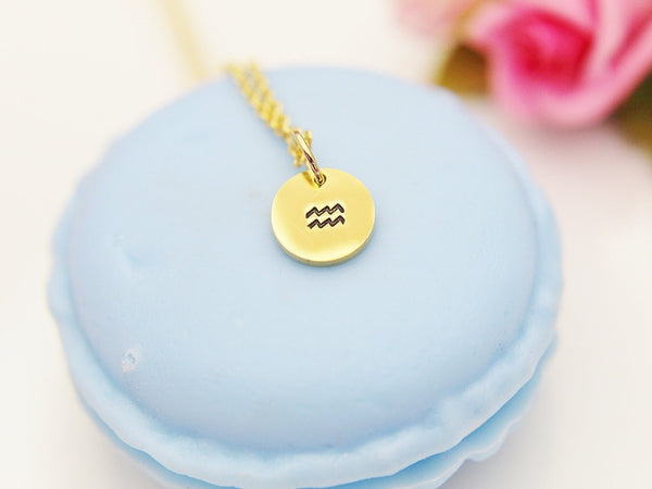 Layering Necklace, Dainty Necklace, Gold Aquarius Necklace, Personalized Gift, Best Friend Gift, Coworker Gift, Sister Gift, N4198