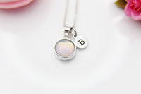 Opalite Necklace, Opal Necklace, Birthday's Gift, Mother's Day Gift, Gemstone Birthstone Necklace, October, Personalized Gift, N4210