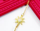 Sunburst Necklace, Gold Sun Opal Necklace, Birthday Gift, N4212