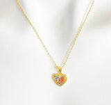 Best Valentine's Day Gift Necklace, Gold Heart Necklace, Birthday Gift, N4216