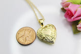 Gold Flower Heart Locket Necklace, Best Valentine's Day Gift for Girlfriend from Boyfriend, Birthday Gift, N4221