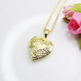 Gold Flower Heart Locket Necklace, Best Valentine's Day Gift for Girlfriend from Boyfriend, Birthday Gift, N4221