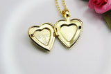Gold Heart in Heart Locket Necklace, Best Valentine's Day Gift for Girlfriend from Boyfriend, Birthday Gift, N4222