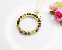 Gold Tourmaline Necklace, Natural Gemstone Jewelry N4230