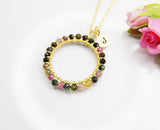 Gold Tourmaline Necklace, Natural Gemstone Jewelry N4230
