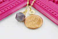 Grey Agate Necklace, Natural Gemstone Jewelry N4239