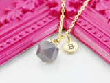 Grey Agate Necklace, Natural Gemstone Jewelry N4239