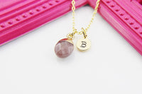 Strawberry Quartz Necklace, Natural Gemstone Jewelry N4260