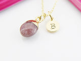 Strawberry Quartz Necklace, Natural Gemstone Jewelry N4260