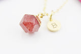 Strawberry Quartz Necklace, Natural Gemstone Jewelry, N4264