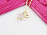 Gold Natural Rose Quartz Star Necklace, Gemstone Jewelry N4268