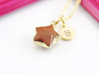 Goldstone Necklace, Gemstone Jewelry N4274