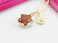 Goldstone Necklace, Gemstone Jewelry N4274