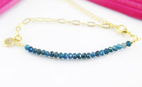 Apatite Bracelet, Natural Gemstone Jewelry, N4276