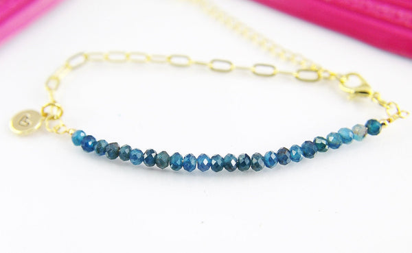 Apatite Bracelet, Natural Gemstone Jewelry, N4276