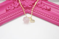 Rose Quartz Necklace, Natural Rose Quartz Gemstone Jewelry N4280