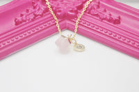 Rose Quartz Necklace, Natural Rose Quartz Gemstone Jewelry N4280