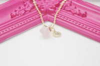 Rose Quartz Necklace, Natural Rose Quartz Gemstone Jewelry N4280