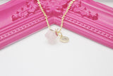 Rose Quartz Necklace, Natural Rose Quartz Gemstone Jewelry N4280