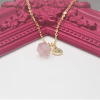 Rose Quartz Necklace, Natural Rose Quartz Gemstone Jewelry N4280