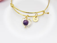 Amethyst Bracelet Bangle, Natural Gemstone Jewelry N4285