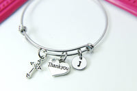 Thank You Cross Bracelet, Personalized Gift, N4189